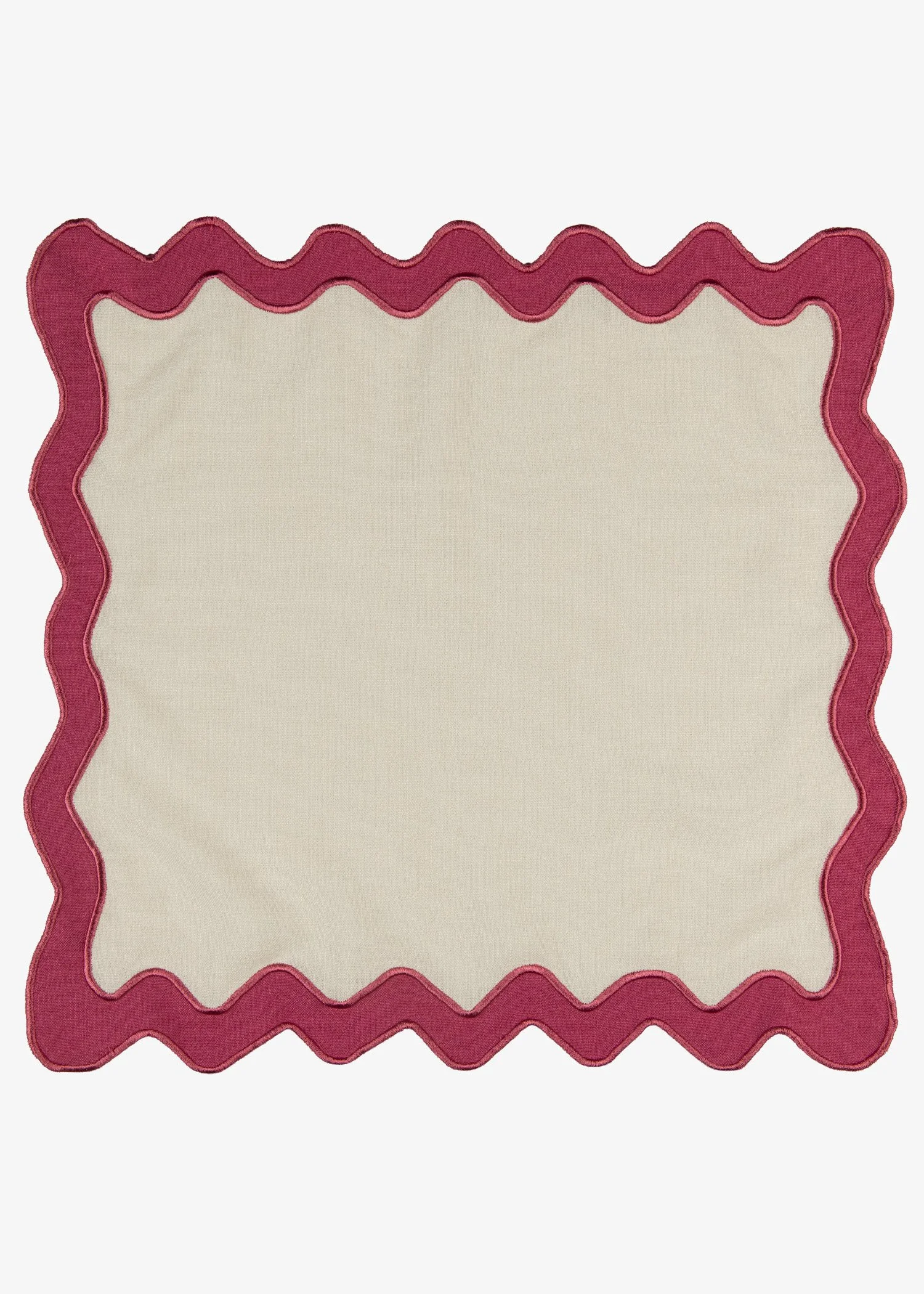 Sadie Scalloped Napkin- Ivory with Magenta Trim.jpg
