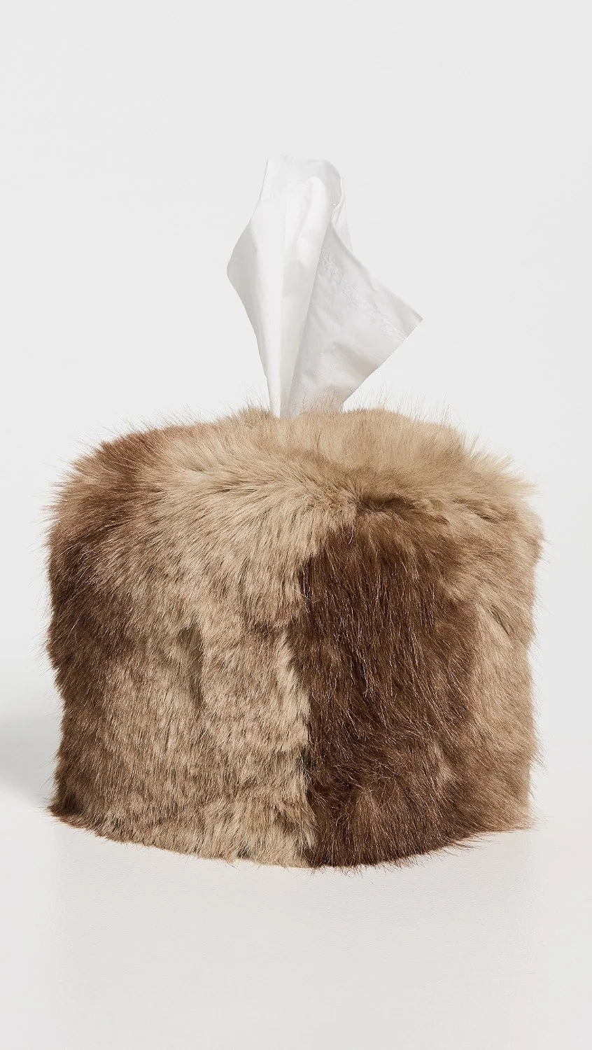 Davey Faux Mink Tissue Box Cover
