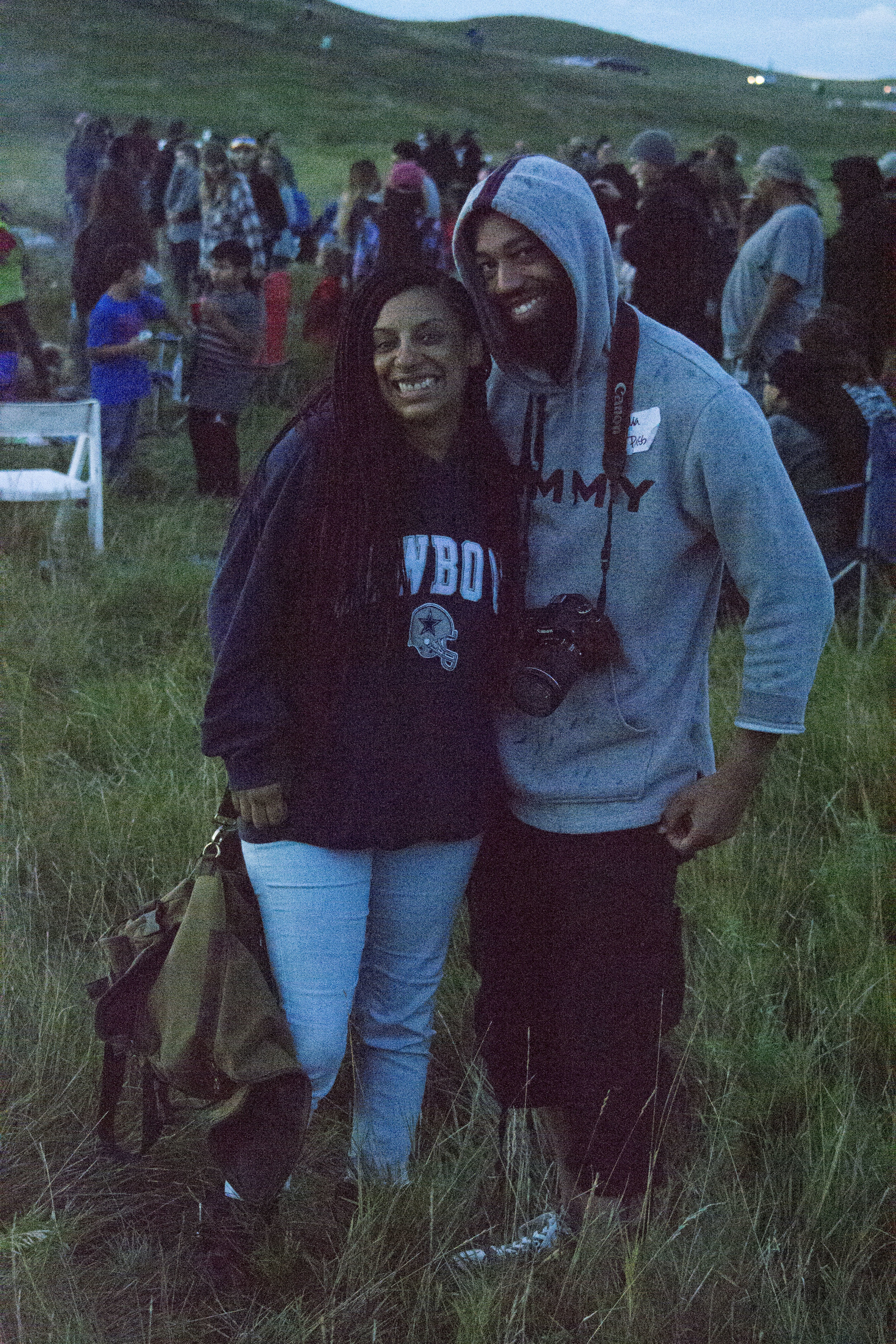 With James Cleveland, who also came down to standing Rock by himself to support. It was a cold night. Thankfully we were able to borrow hoodies from the donated clothes area.