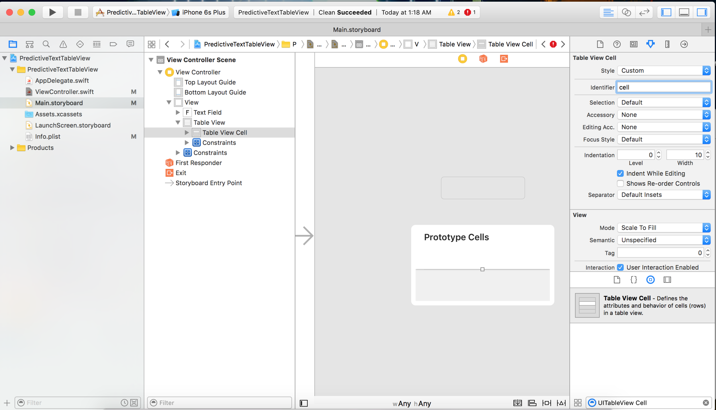 You should see this, type "cell" into the identifier section. Otherwise our code won't link up to the storyboard cell.