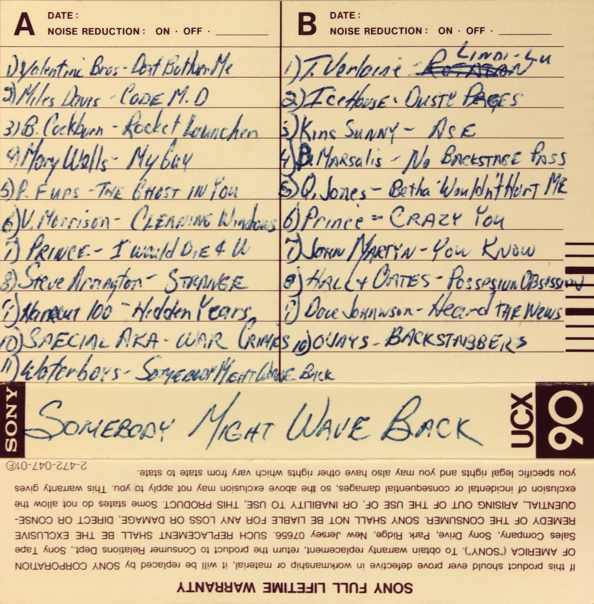 Somebody Might Wave Back, J-card - Detail