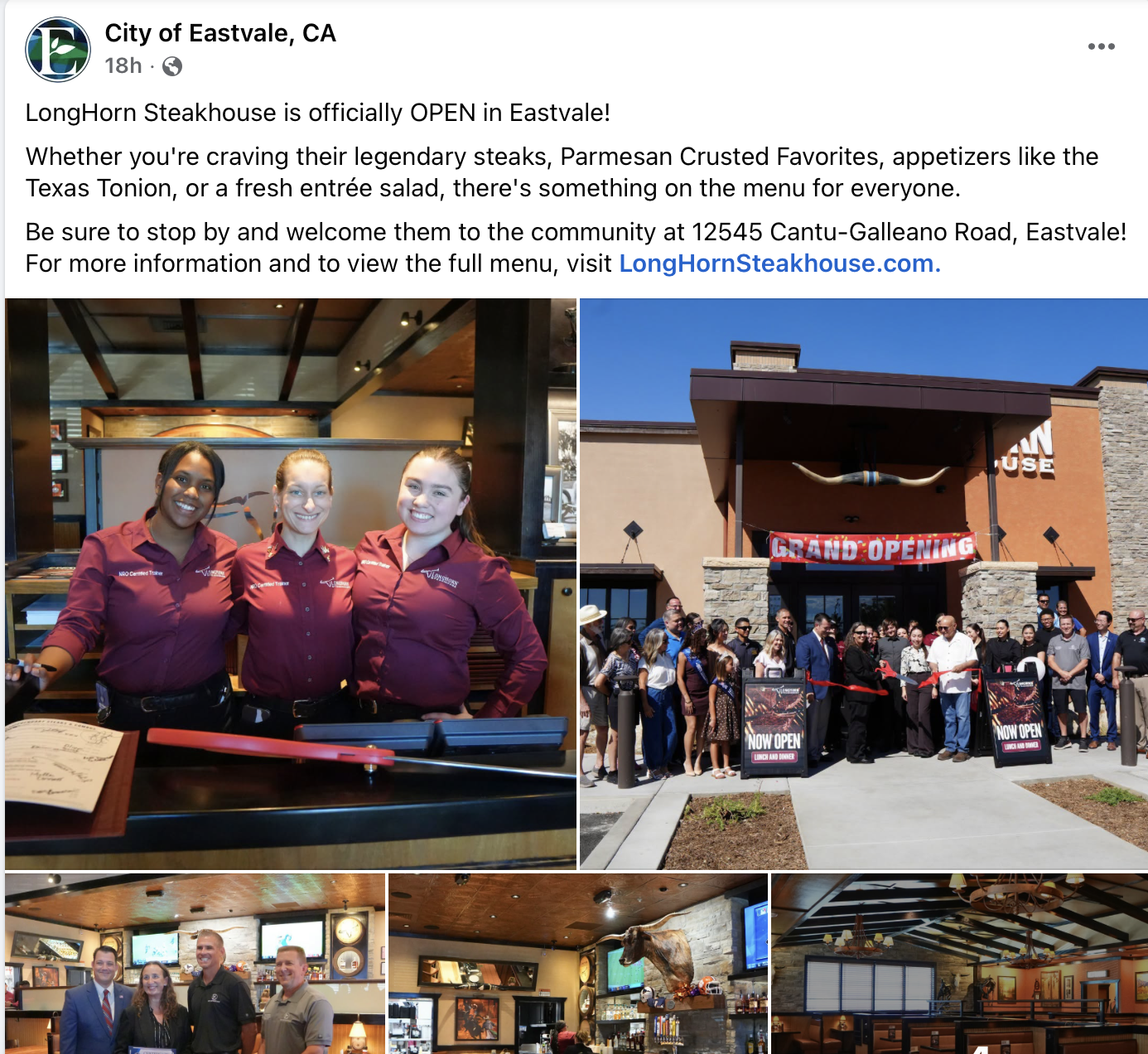 LongHorn Steakhouse now open in Eastvale, CA