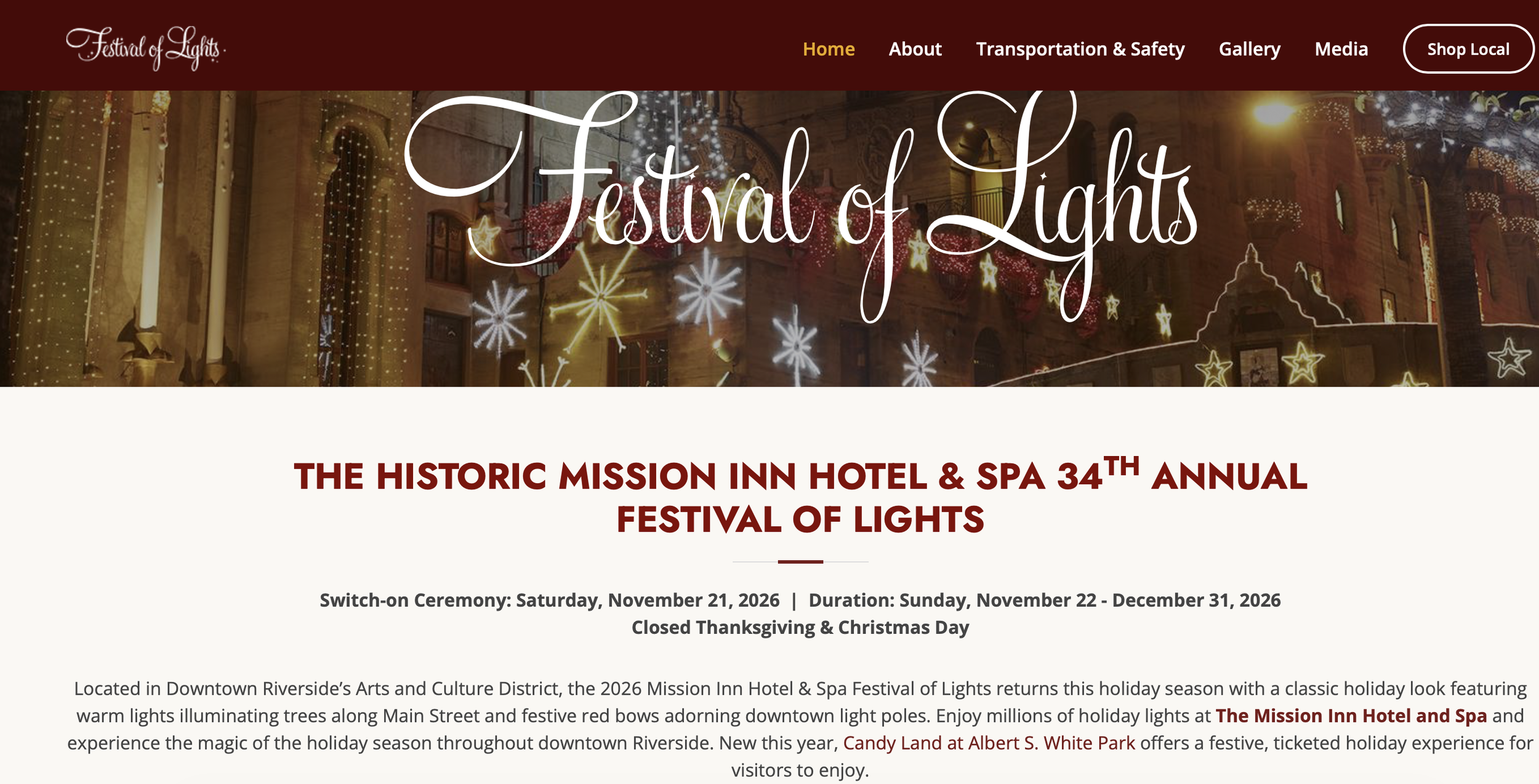 Festival of Lights at Mission Inn 