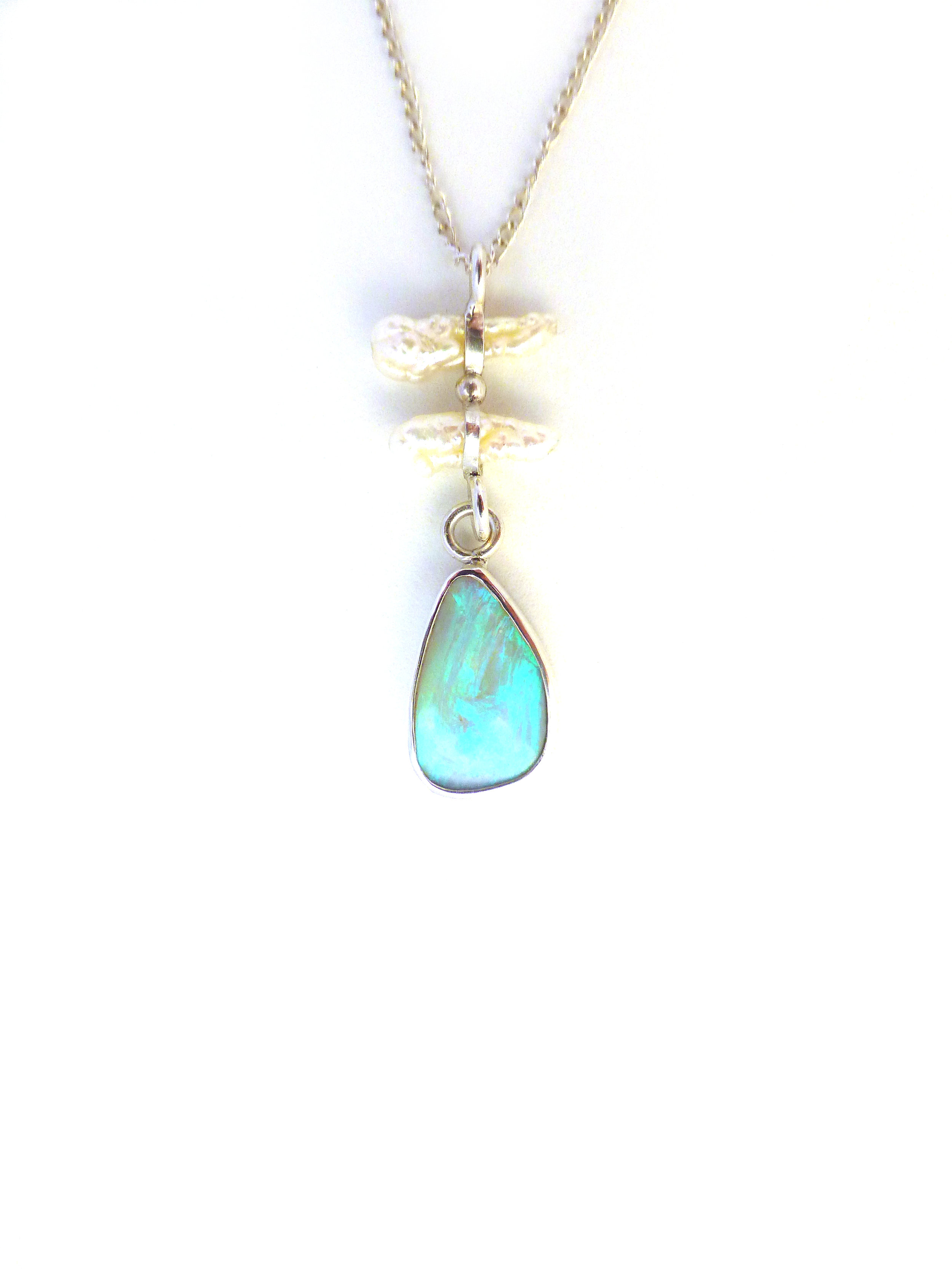 Opal And Fresh Water Pearl Necklace