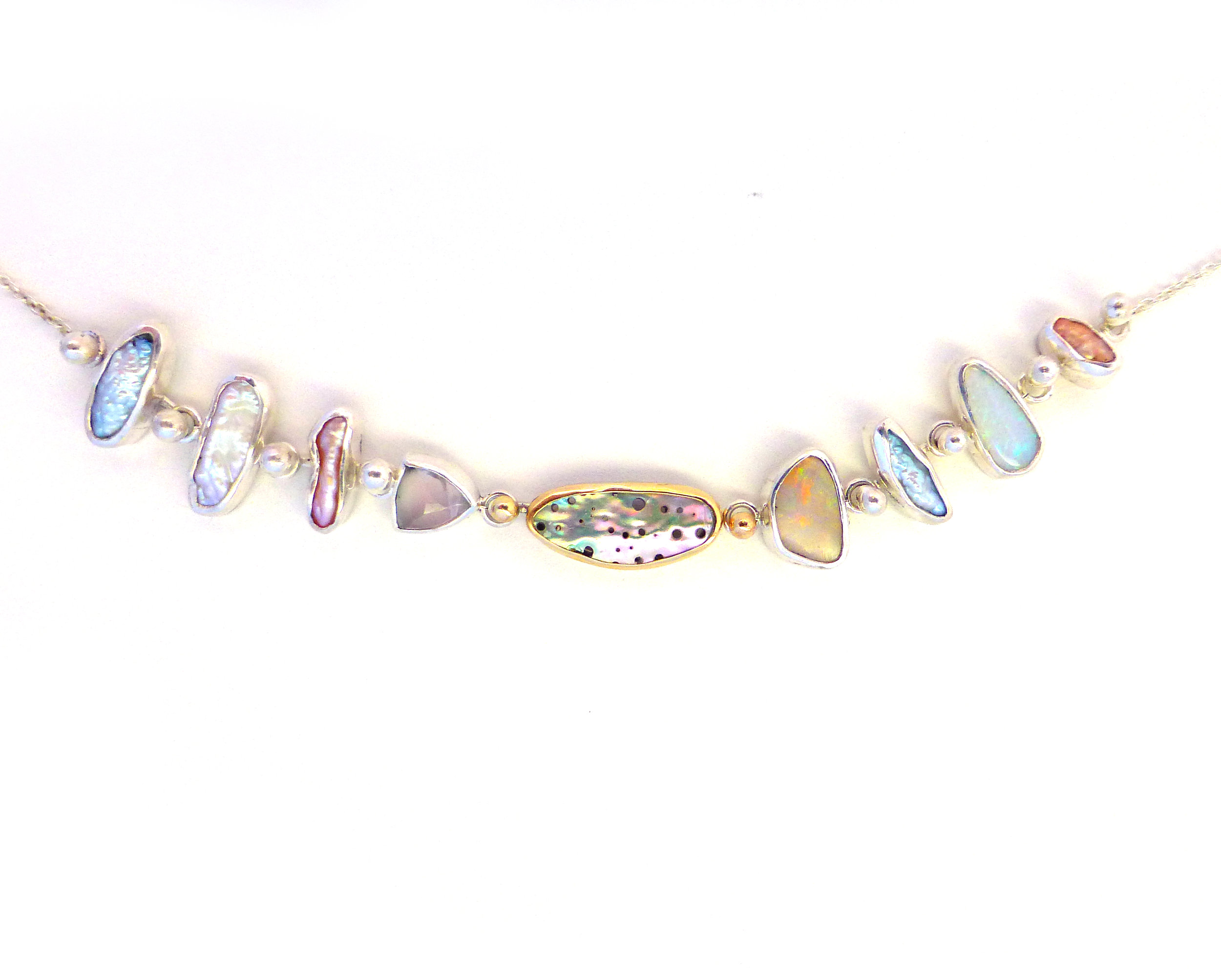 Abalone, Pearl and Opal Necklace
