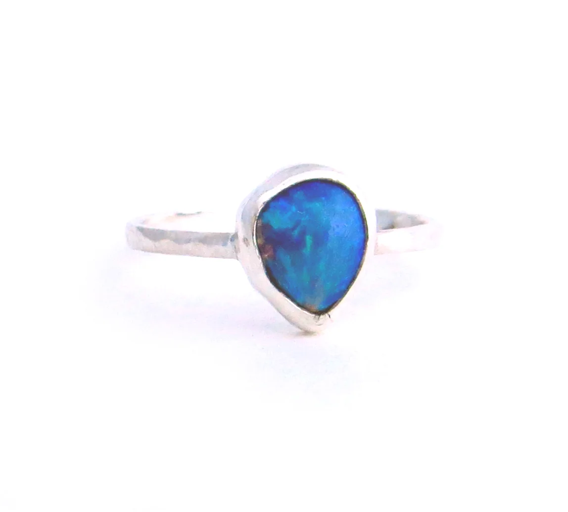 Black Opal and Silver Ring