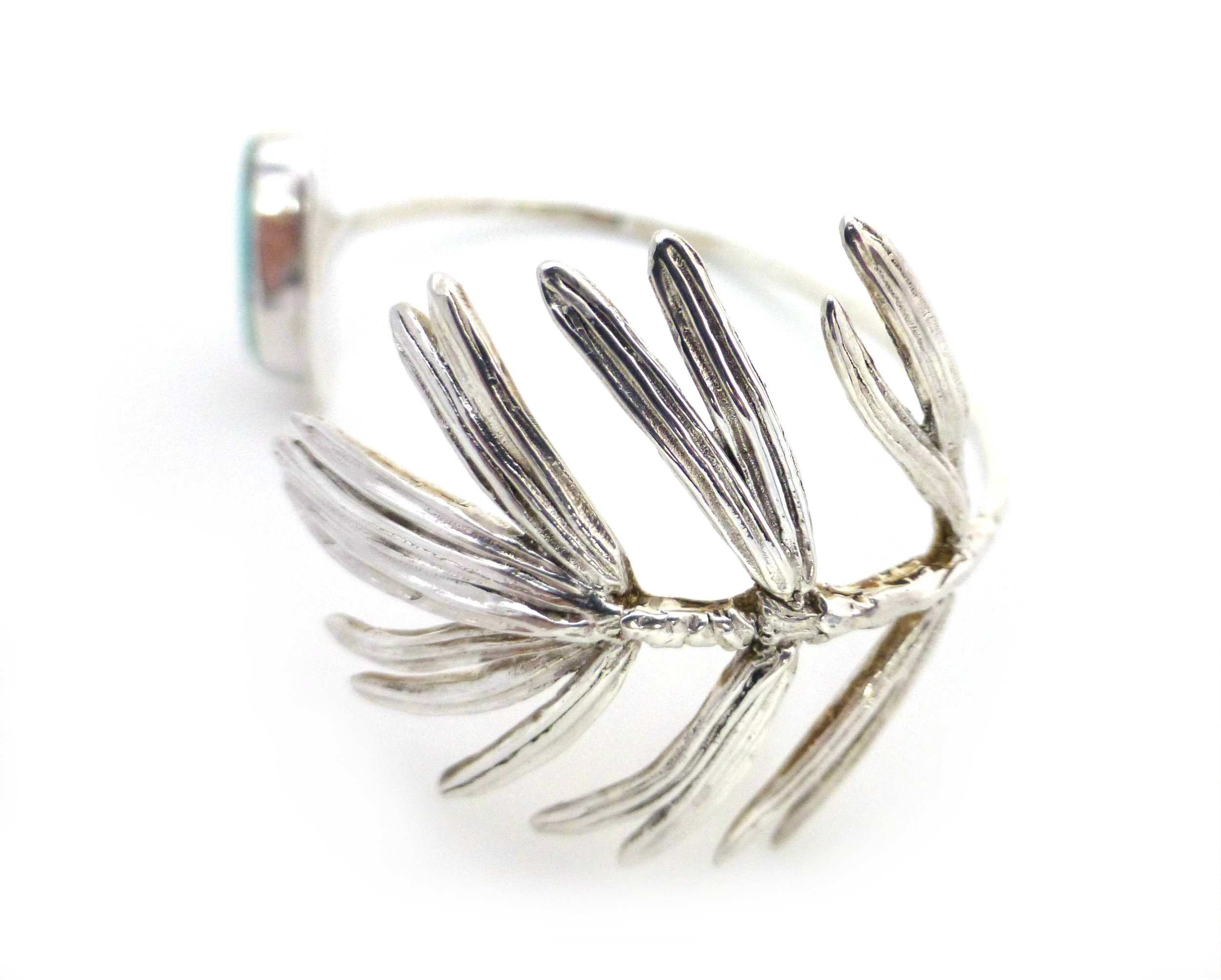 Conifer cuff in silver with turquoise
