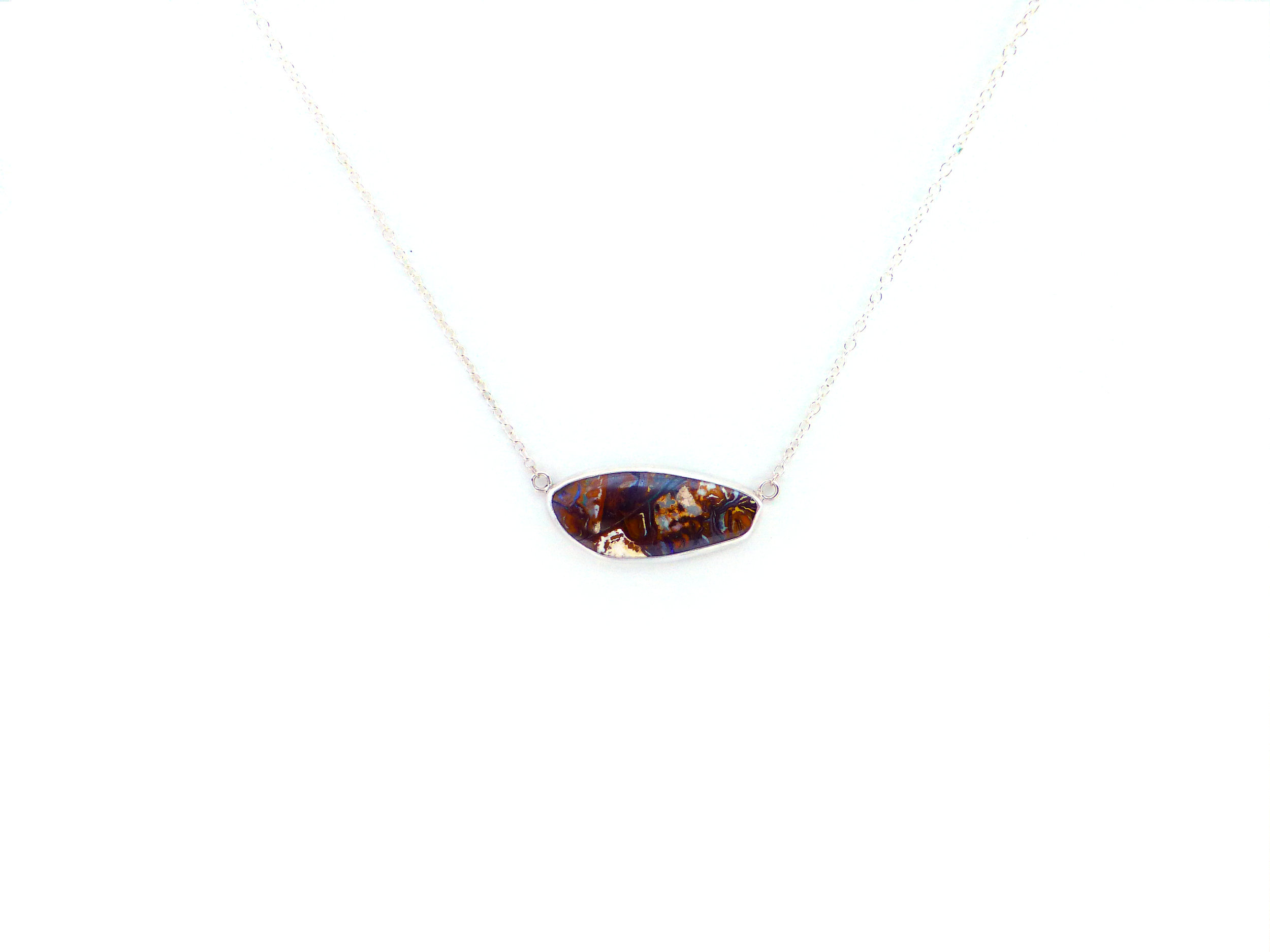 Boulder Opal and Silver Necklace