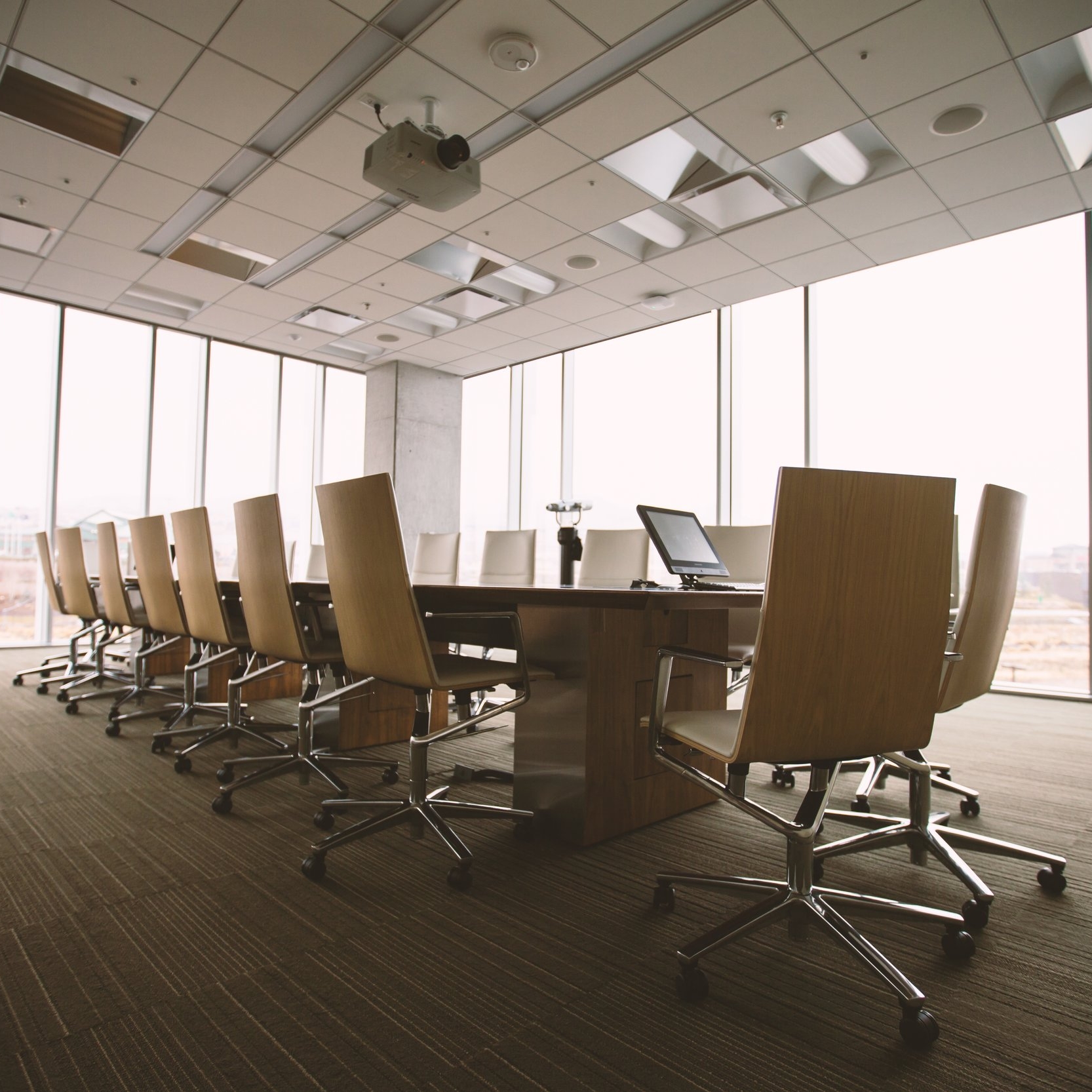 Office space with multiple chairs.