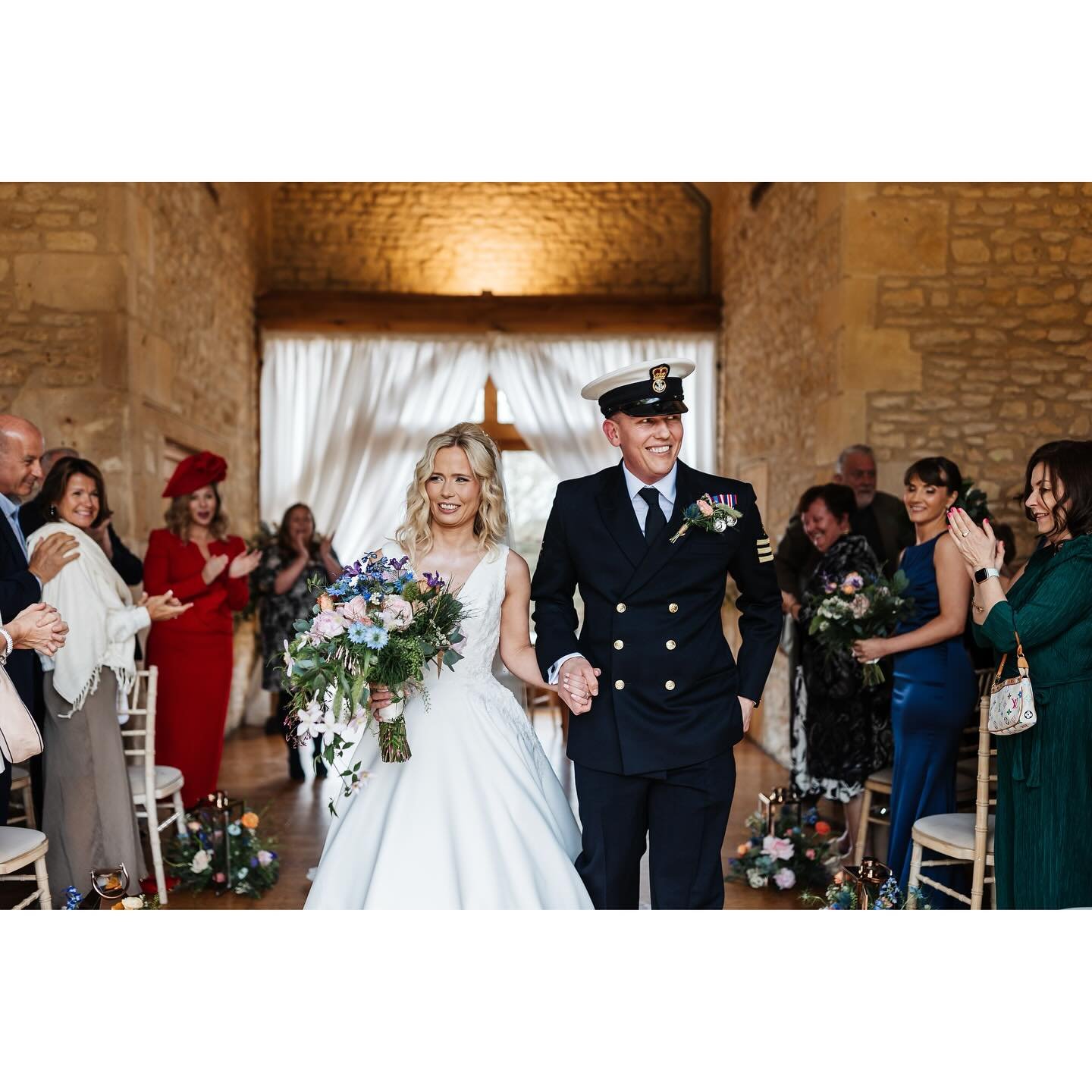 All the love for these two on Saturday. A whirlwind to get here but look at those faces. Finally becoming husband and wife as everyone they love surrounded them with laughter. 

@_paigeambermua_ 
@lynnejessettfloristry 
@epiccaterersuk 

#navywedding