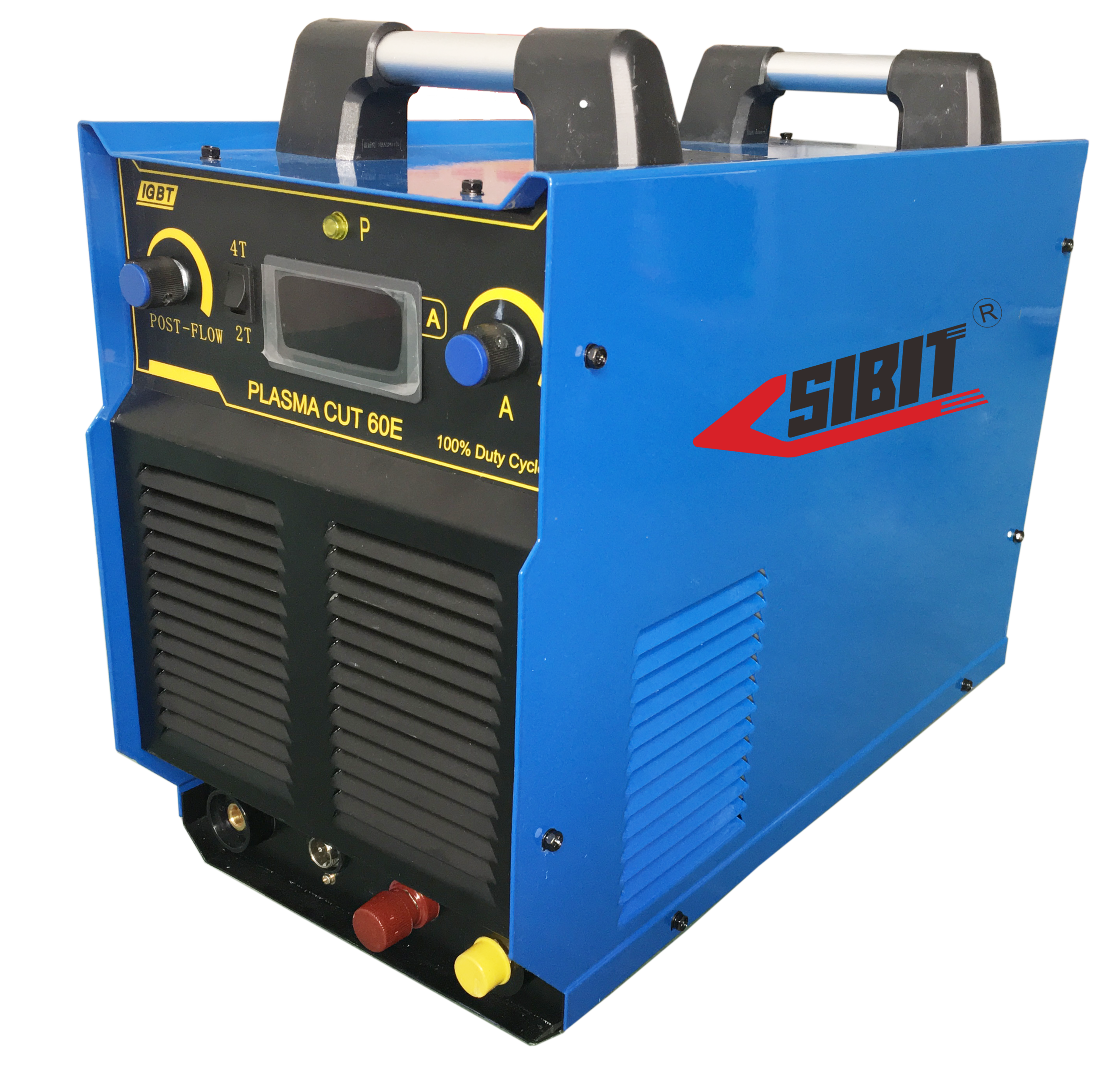 Blue SIBIT Plasma Cutting Machine with digital display and control knobs, featuring black vents and a red SIBIT logo on the side.