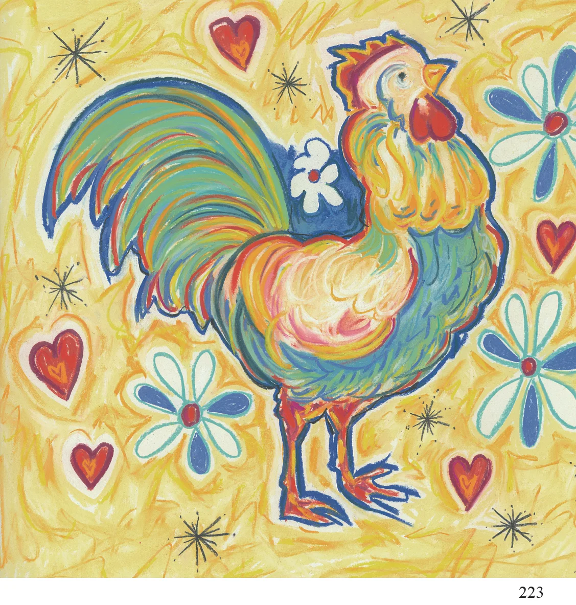 223 cockerel Nicola Gibbs Arty Cards 6x6.jpg