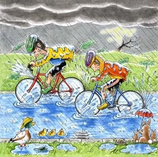 545 Rainy Ride Alan Rowe arty cards 6x6.JPG