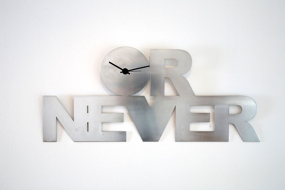   Now or Never  &nbsp;(2009) - aluminium clock - 45cm x 104cm 