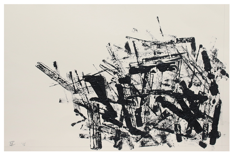 A pile of pegs (2016), Acrylic on Fabriano, 485 x 350 mm.