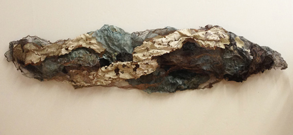 Circling the Wind expanded metal ,handmadepaper, pigment approx. 78 x 22 x7 