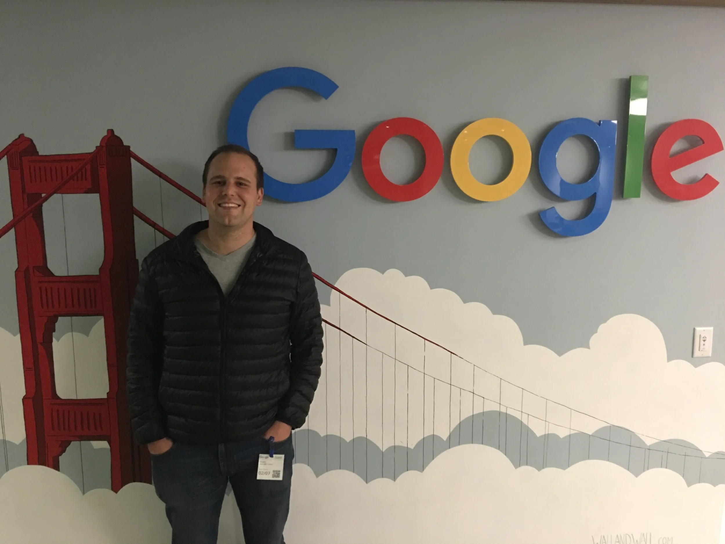 Stuart van der Veen on the Google Launchpad premises, and below with a participating startup.