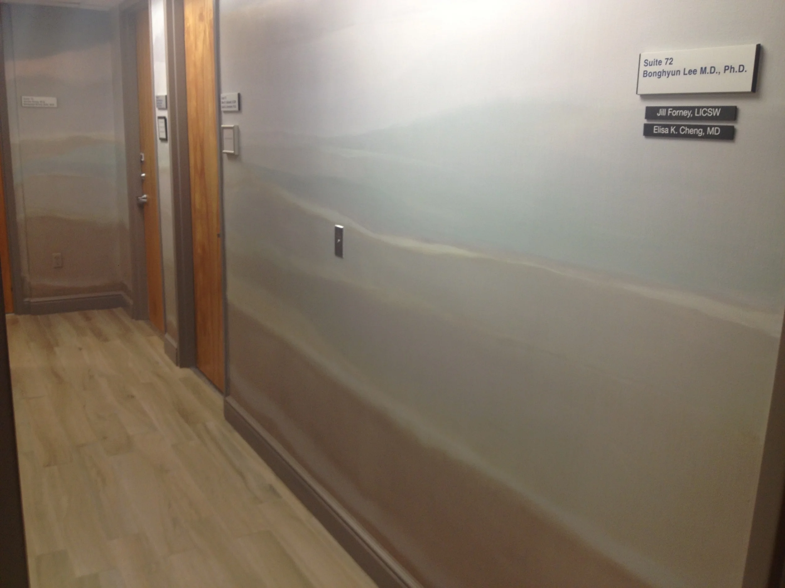 Cambridge office space abstract mural