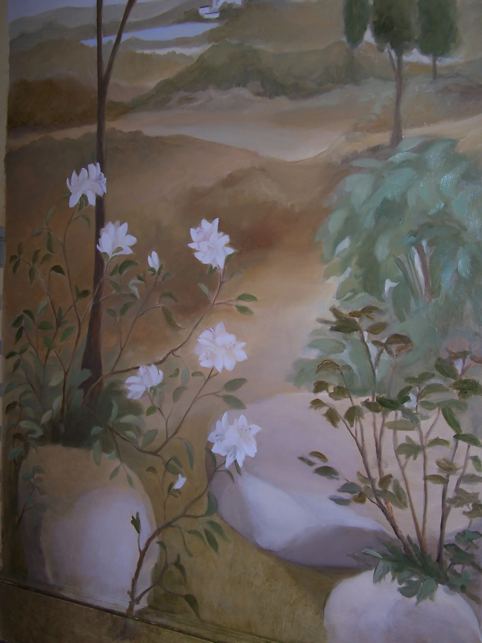 Dining room mural - detail of the garden scene