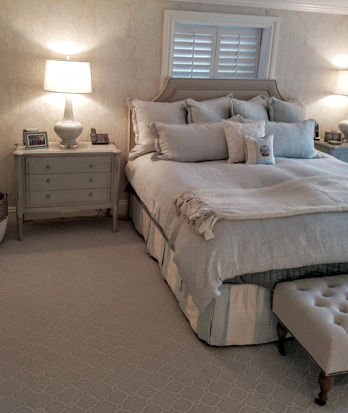 romanticl bedroom with stenciled wall.jpg