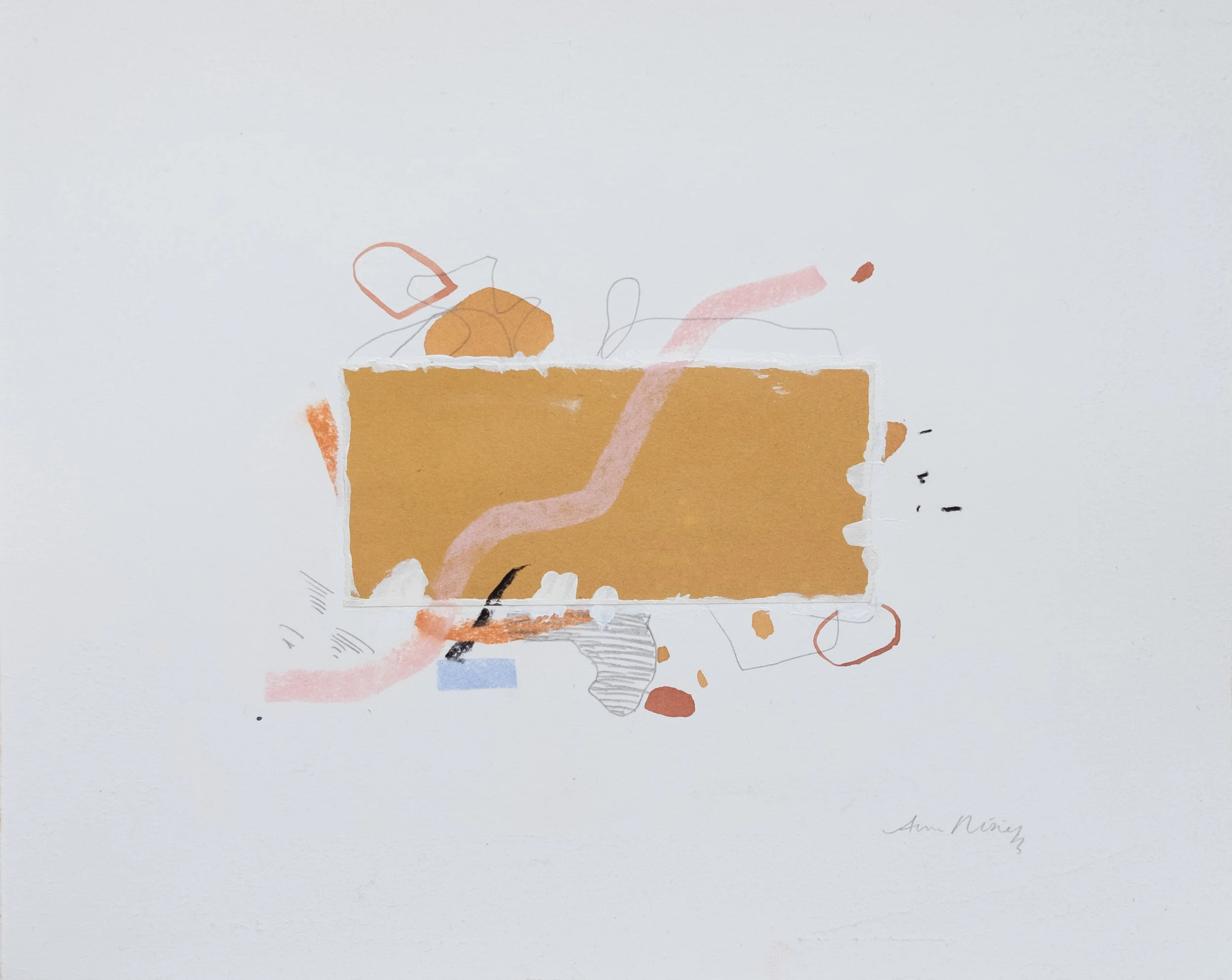 Wiling / 11” x 14” / gesso, paper, acrylic paint, graphite, chalk pastel on cotton paper