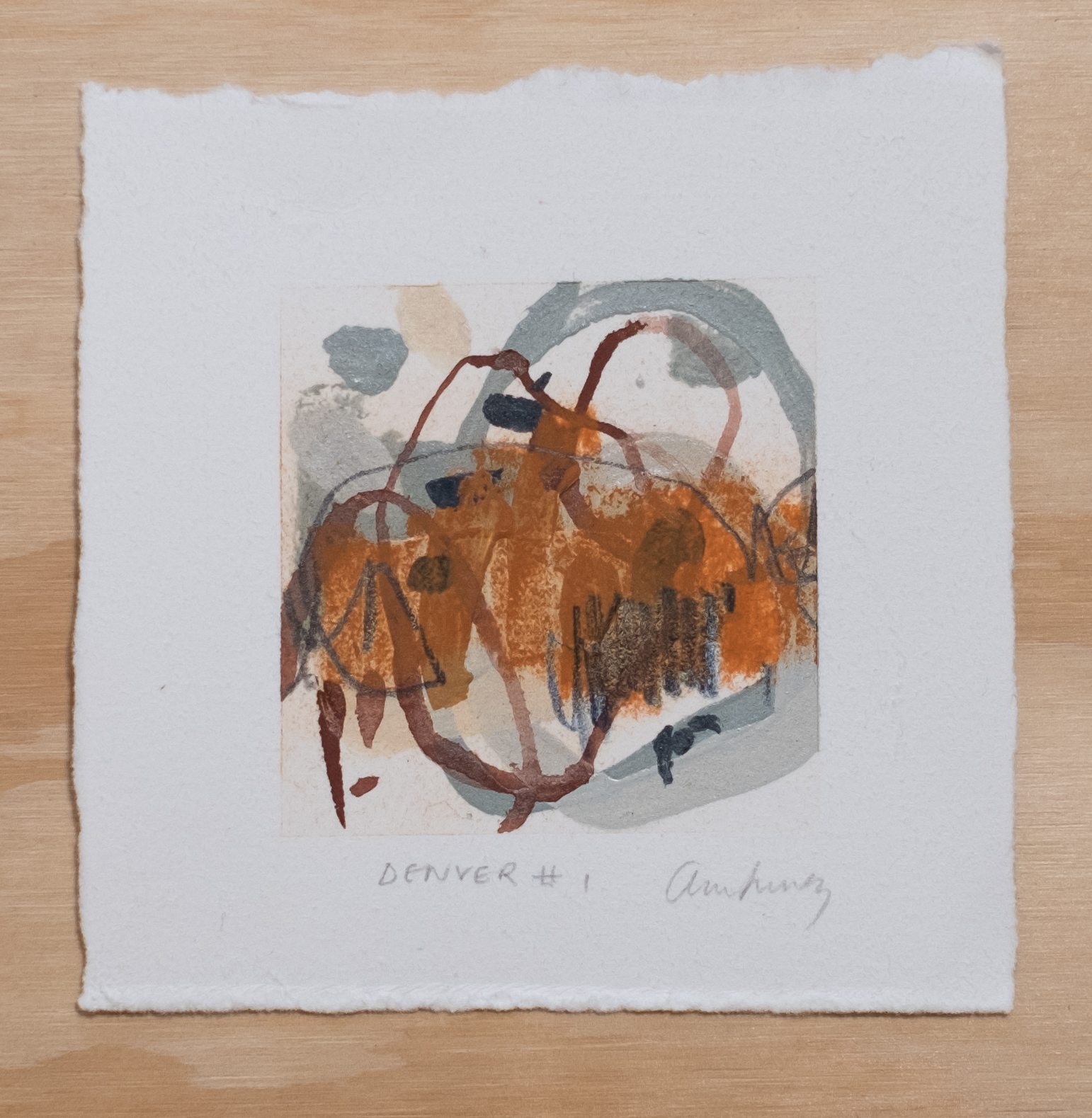 Denver #1 / 4.5” x 4.5” / watercolor, acrylic paint and chalk pastel on cotton paper