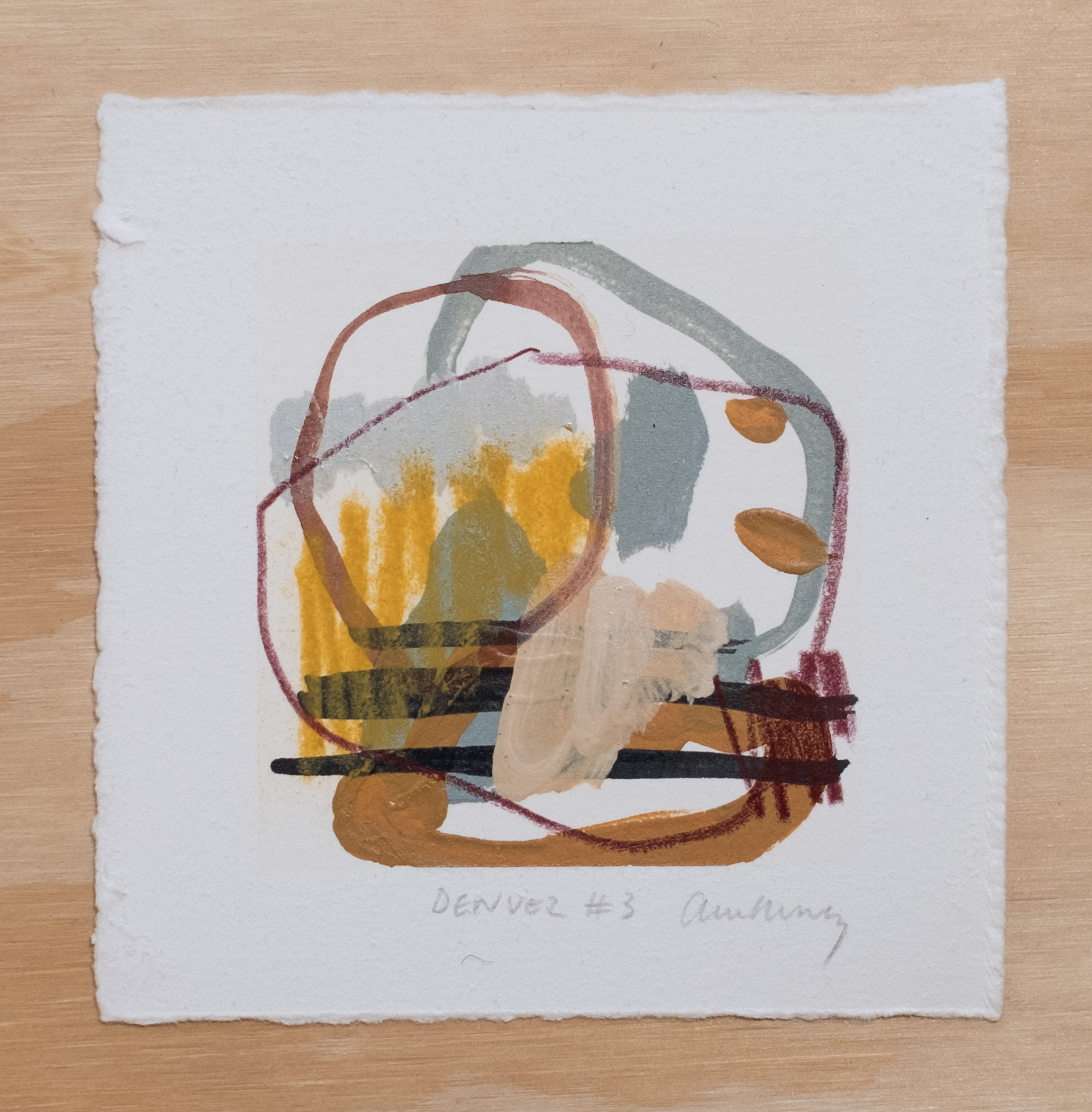 Denver #3 / 4.5” x 4.5” / watercolor, acrylic paint and chalk pastel on cotton paper