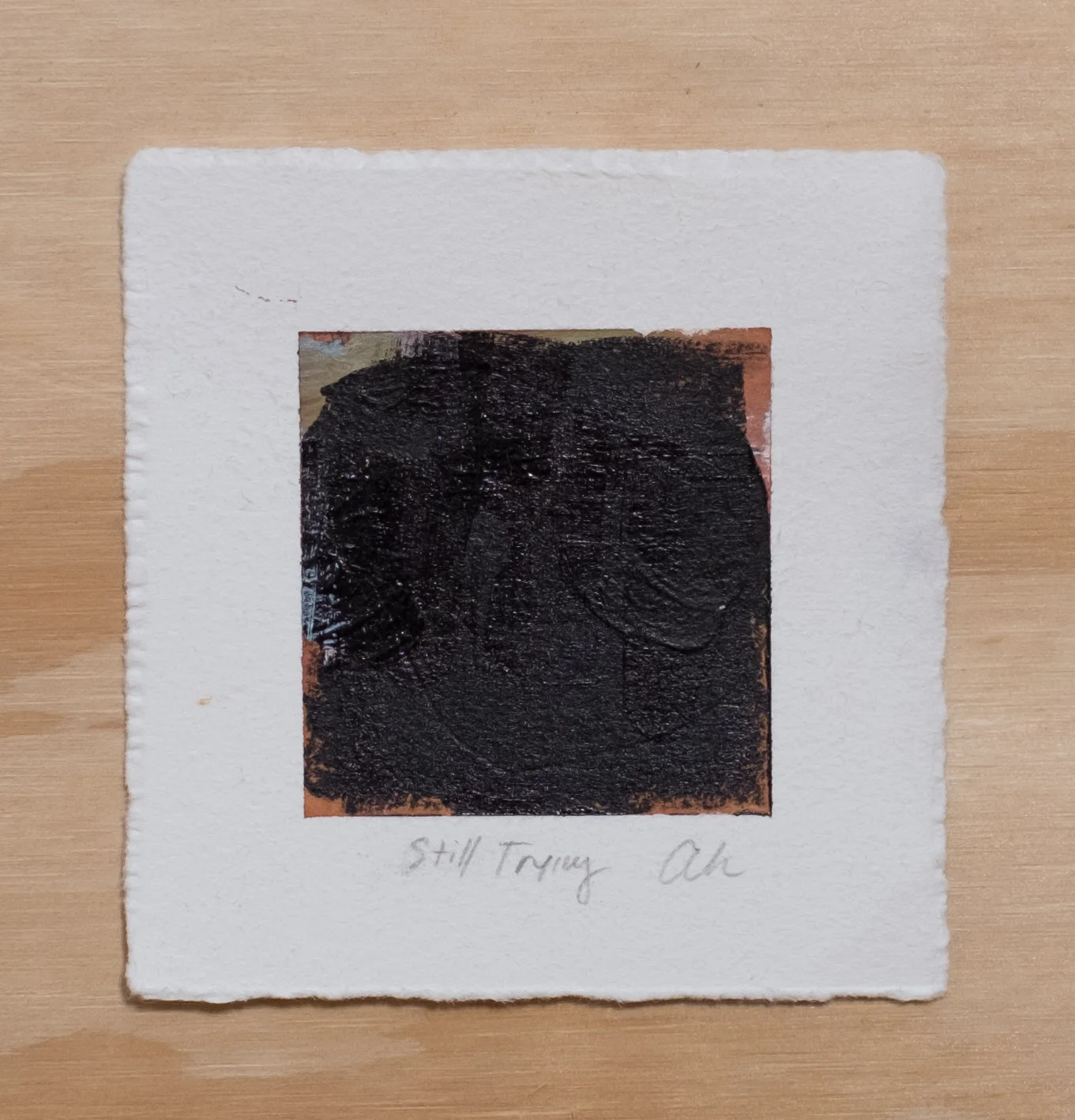 Still Trying / 3” x 3” / watercolor, acrylic paint and chalk pastel on cotton paper