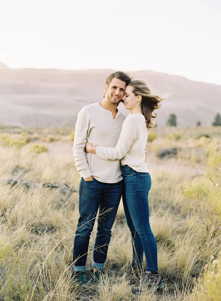 hiking couple engagement session on film