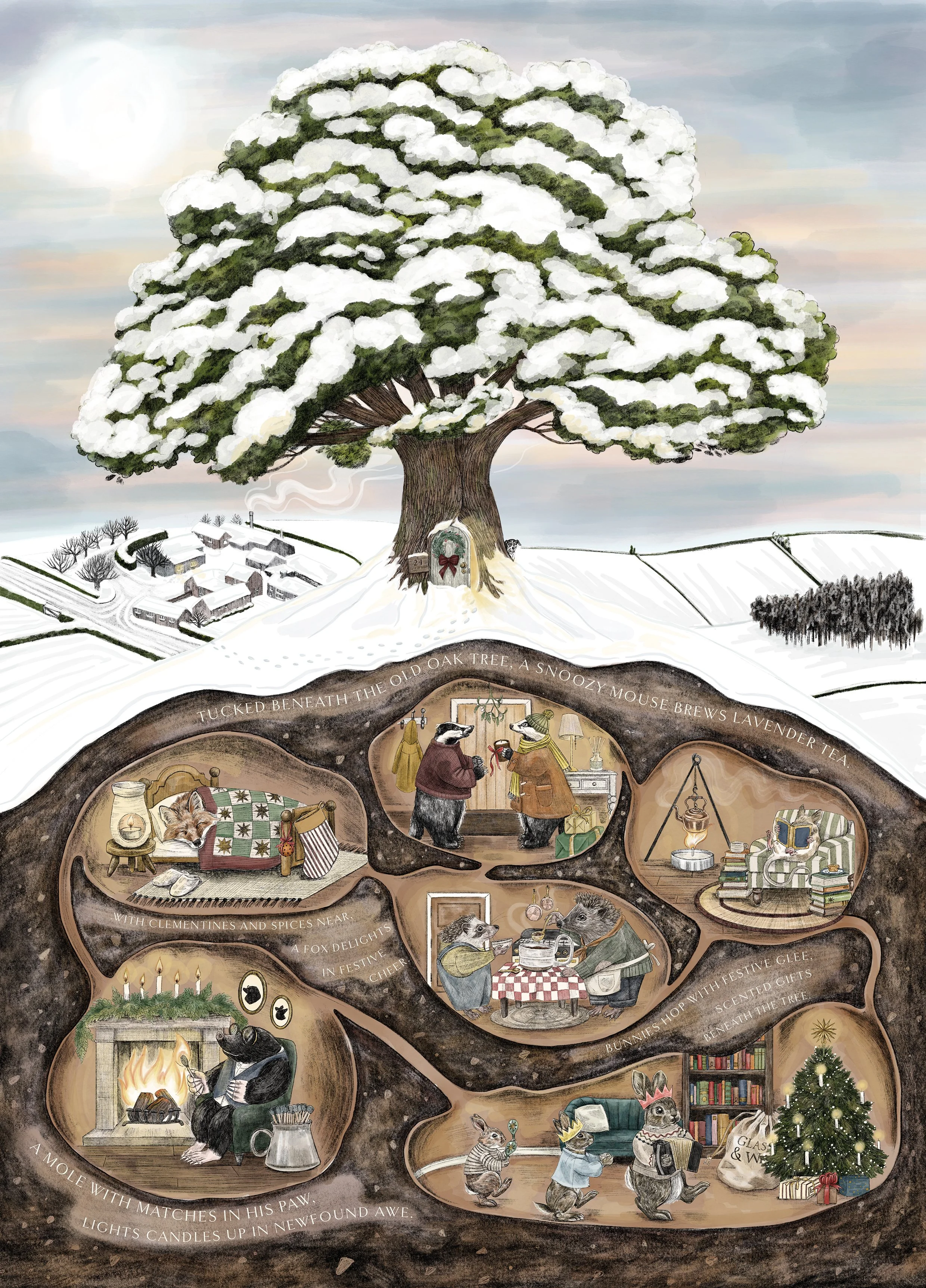 Inside spread of Glass & Wick Advent Calendar 2025