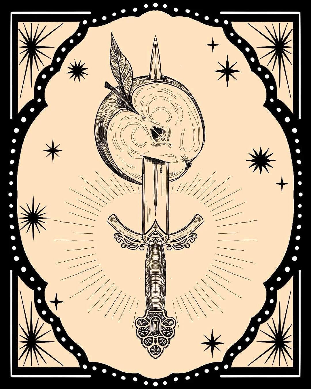 Its the 1st October so can only mean one thing&hellip;

Sweet &amp; Sharp for the first prompt of the #scaryandsweet25 drawing challenge ✨🗡️🍎 

This is my third year taking part, and although I didn&rsquo;t quite get done everything I wanted to wit