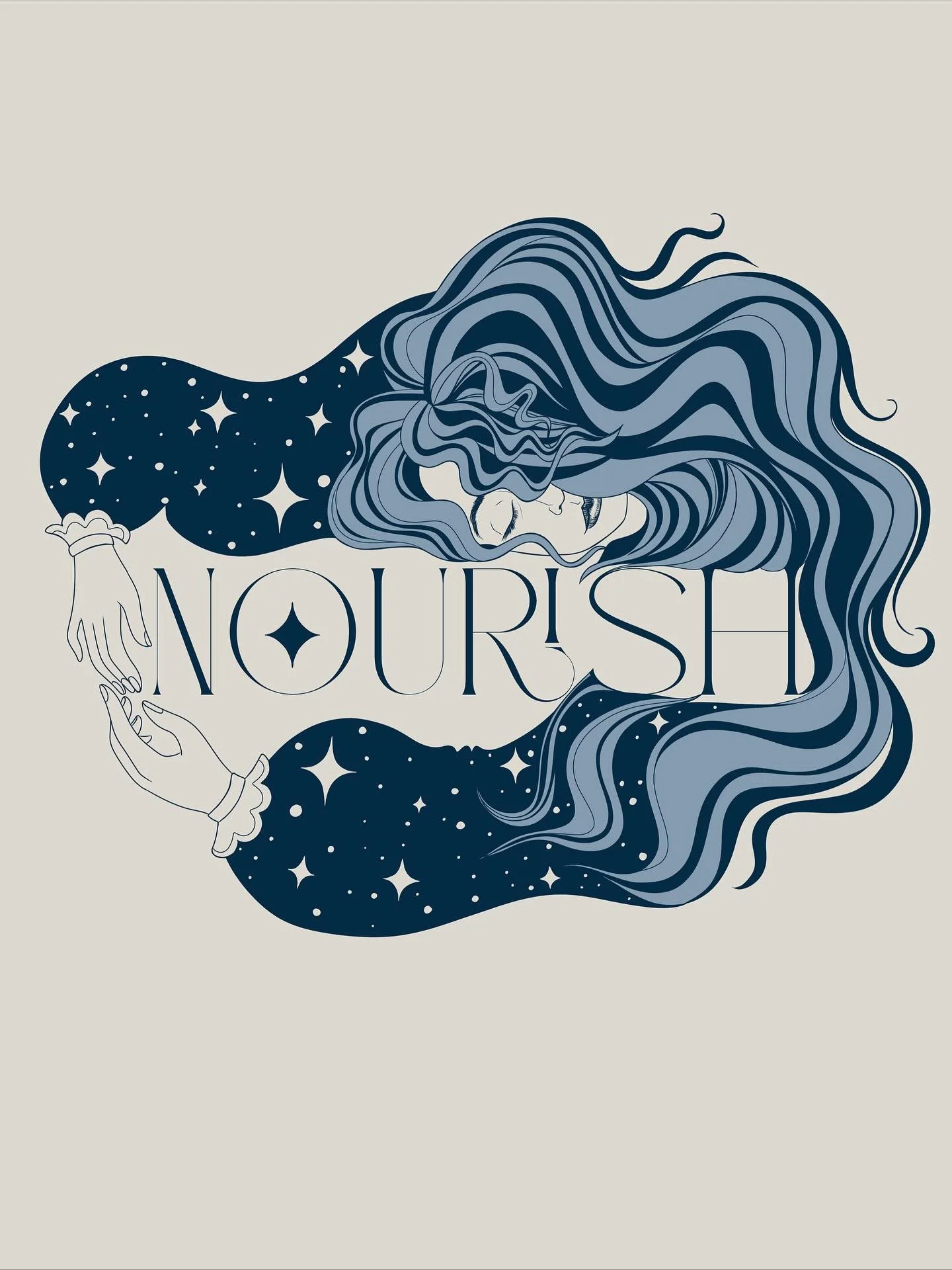 Revealing the final quarter illustration for @ragdalehallspa - Nourish 💙✨ 

An illustration to celebrate slowing down; to move with the season of rest and recharge and allow ourselves time to focus on nourishing ourselves from the inside out. 

Swip