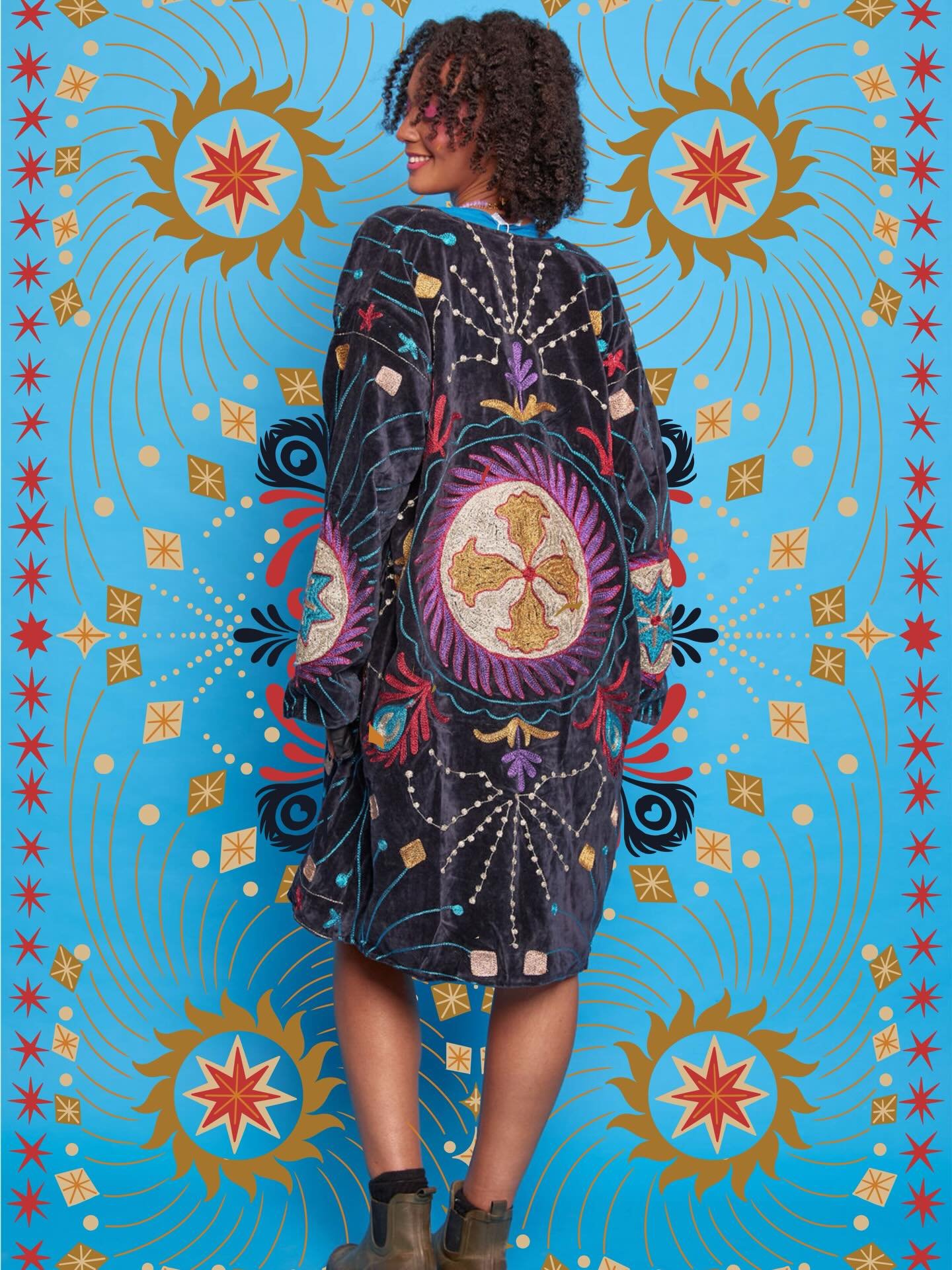 Introducing the limited edition Festival Collection by @lilandthepickle ✨ 

It&rsquo;s been incredible seeing my custom design transformed from a simple @procreate line drawing into these hand embroidered, hand crafted jackets. I mean, look at that m