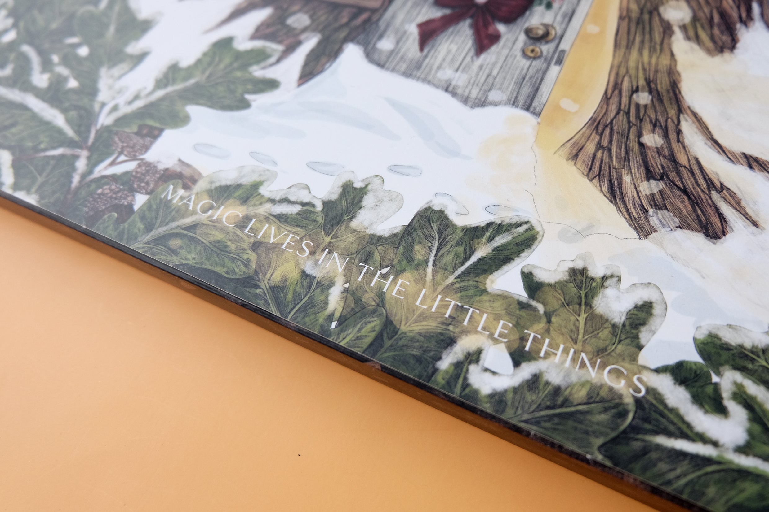 Close up of the front cover where the tagline 'Magic lives in the little things' features