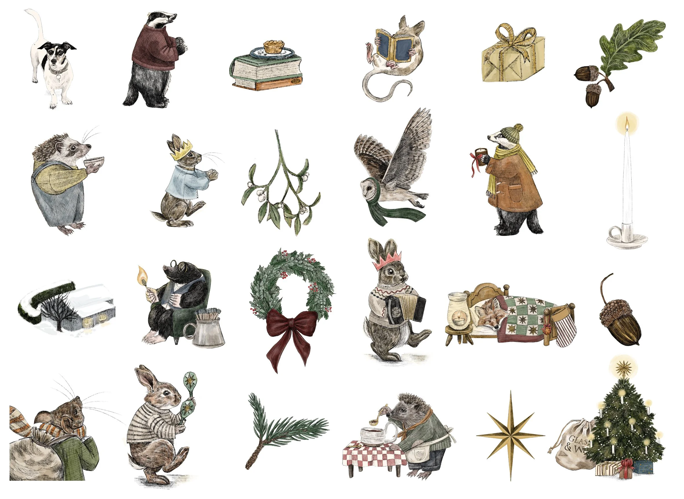 Full spread of each illustration featured behind the doors