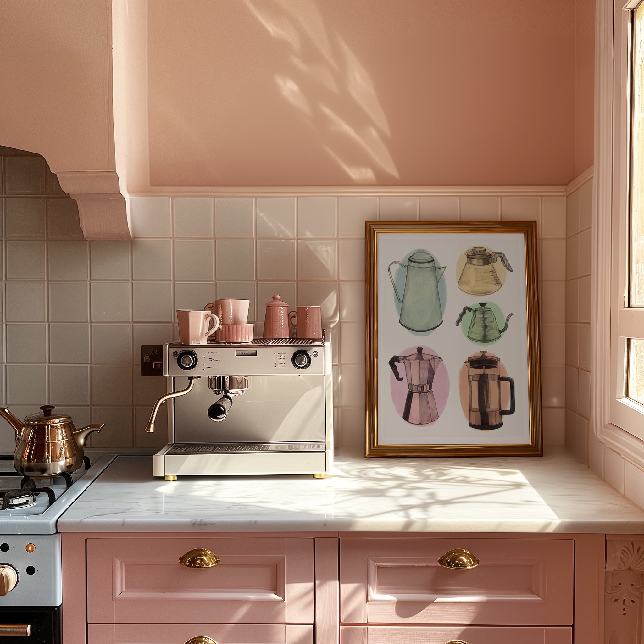 Pastel Coffee Pots in Kitchen.jpg