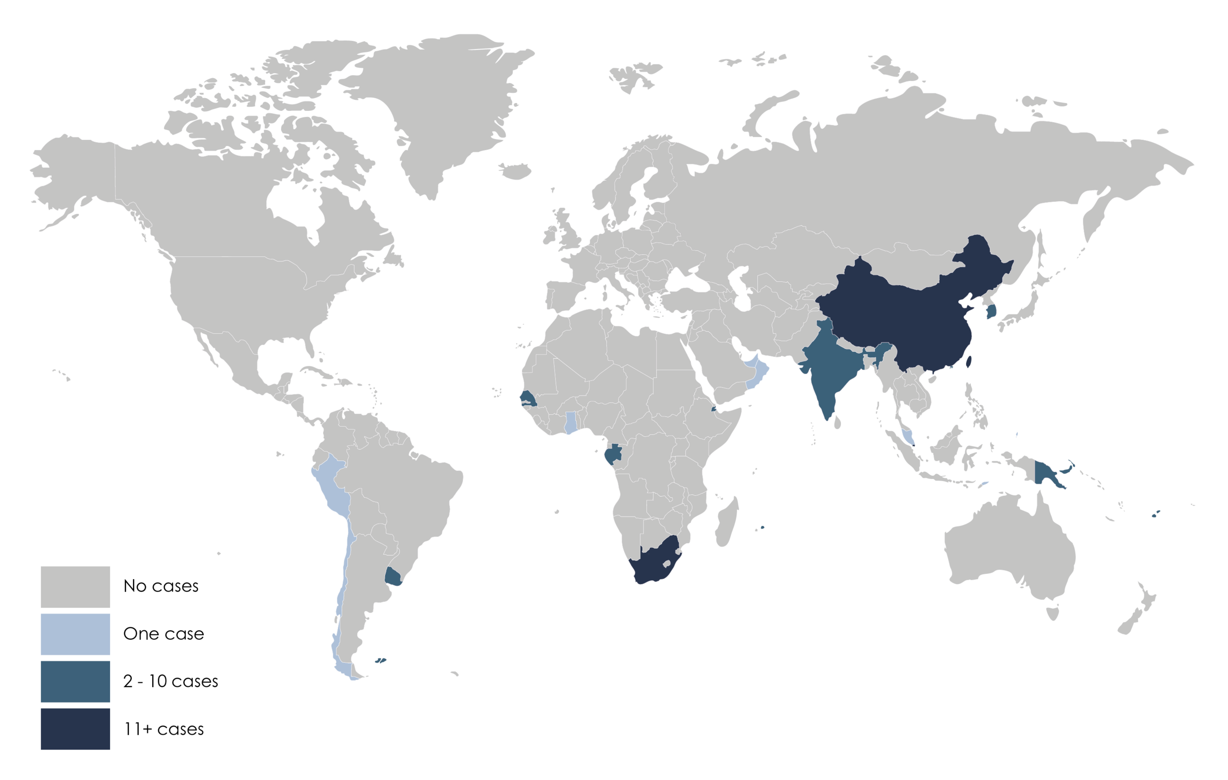 According to the dataset, twenty-three port states and 34 individual ports were visited by fishing vessels using forced labor. Taiwan, Singapore, China, and South Africa were port states for the greatest number of cases and had the greatest total nu…