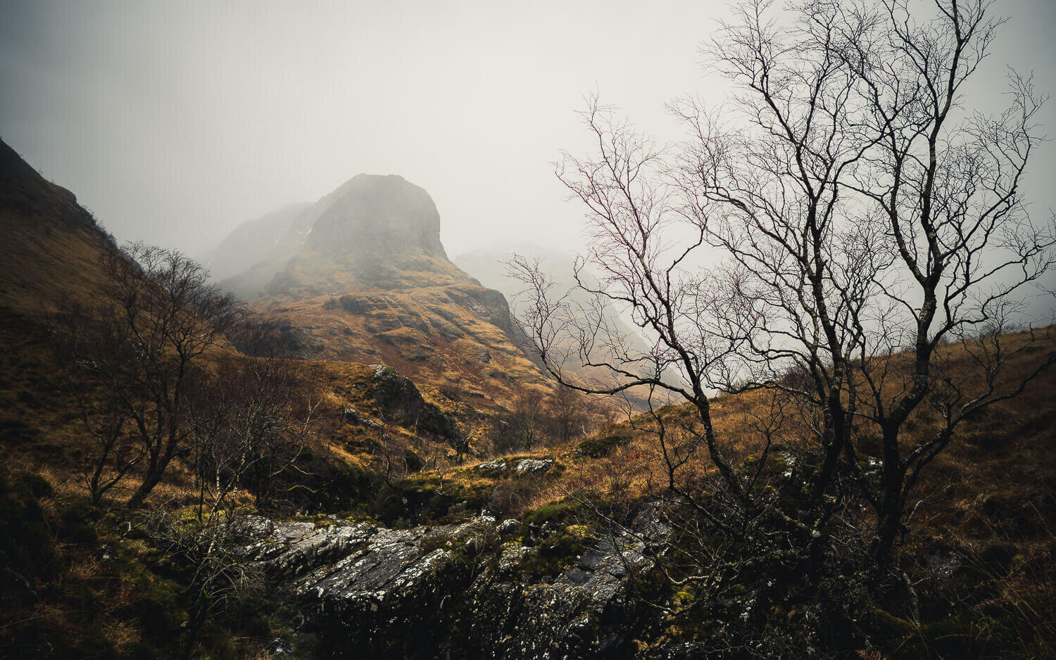 The Three Sisters in Glen Coe in the Scottish Highlands, Scotland