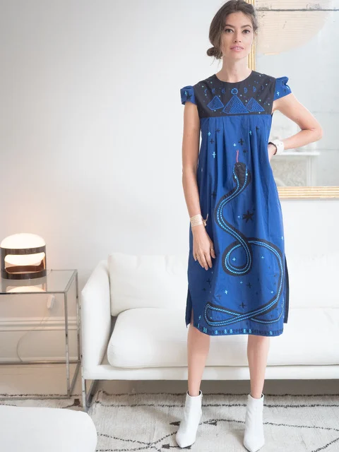 COSMIC SERPENT embroidered dress