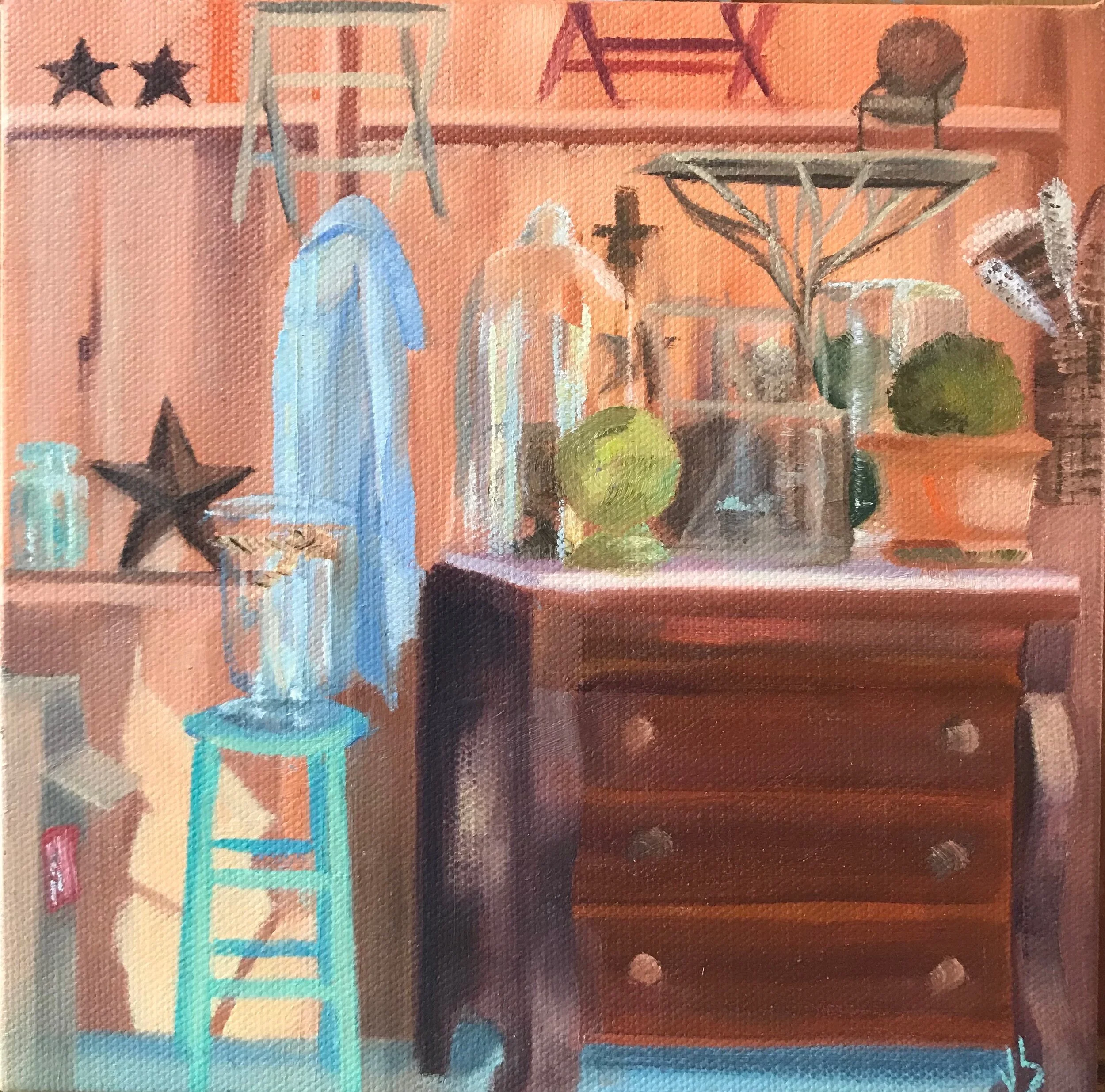 My Studio (Looking In)  Oil. 8x8. $350