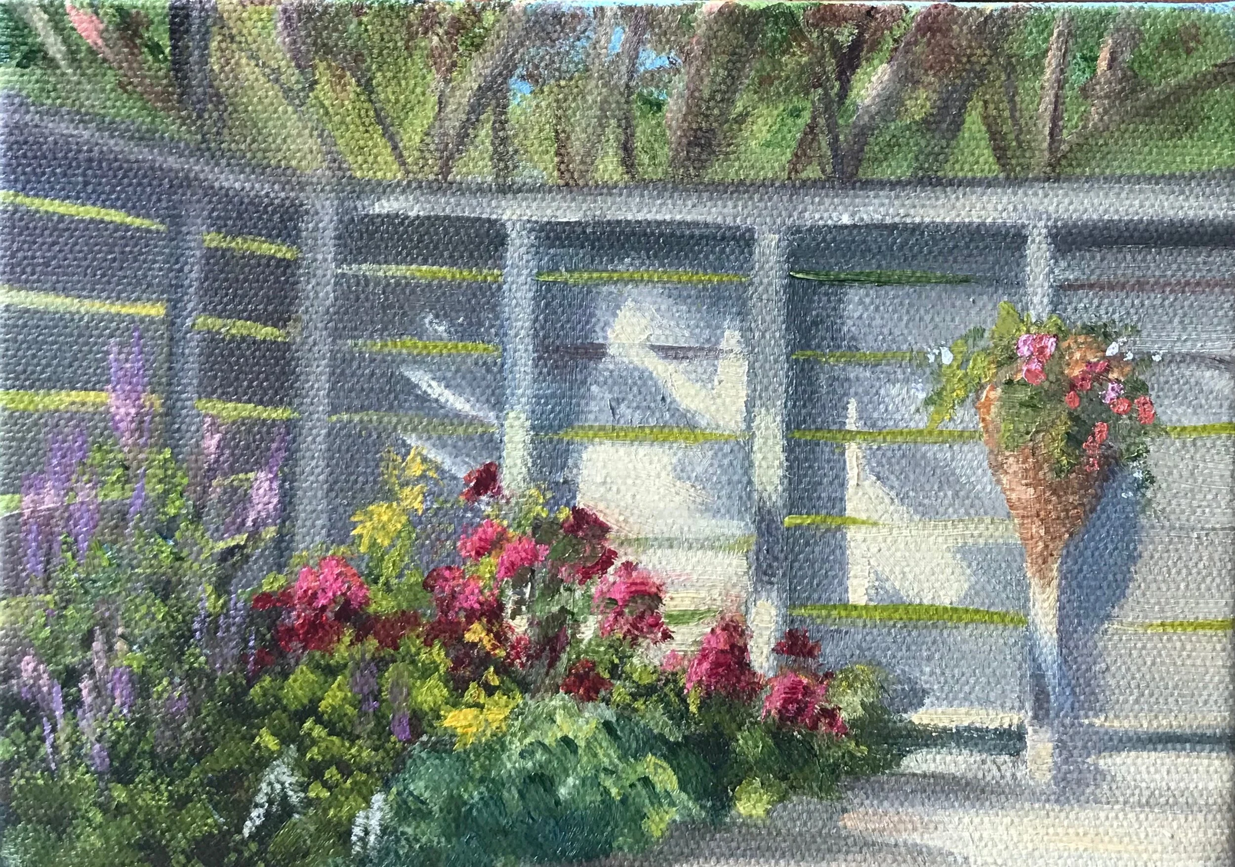 Shade Garden (Looking Out)  Oil. 5x7. $250