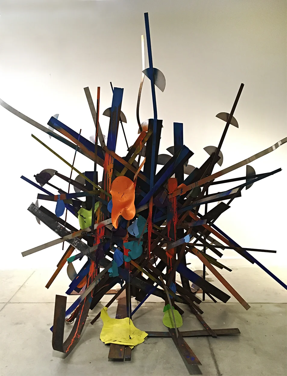 Color Cloud Catcher (2016) (Backview) Metal, spray and acrylic paint and lights 74" x 80" x 54"