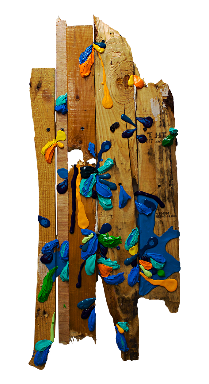 Puerto Rican Landscape (Flamenco Beach) (2016) Found wood, acrylic, enamel, silicon, screws, glue and varnish 36" x 14" x 3"