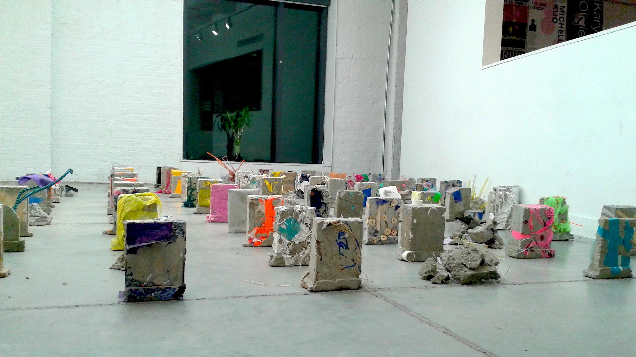 Not Concrete (2016) 79 Concrete slabs with wire, yarn, rope, plastic, tape, foam, paper, wood, cardboard, glue, canvas, silicone, acrylic, enamel and plaster Dimensions variable