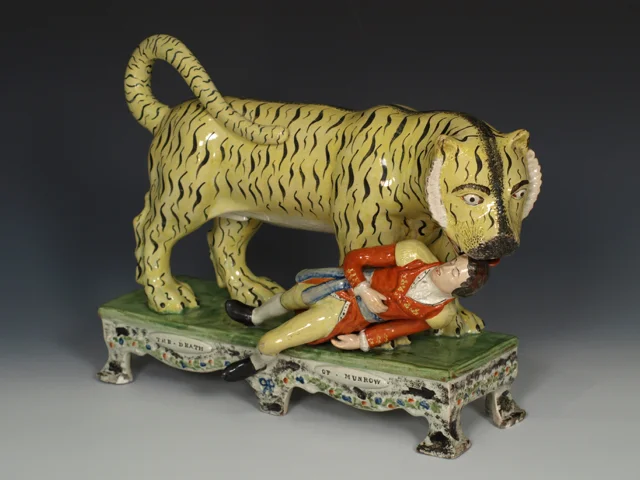 Rare Staffordshire Pearlware Group 'The Death of Munrow,’
