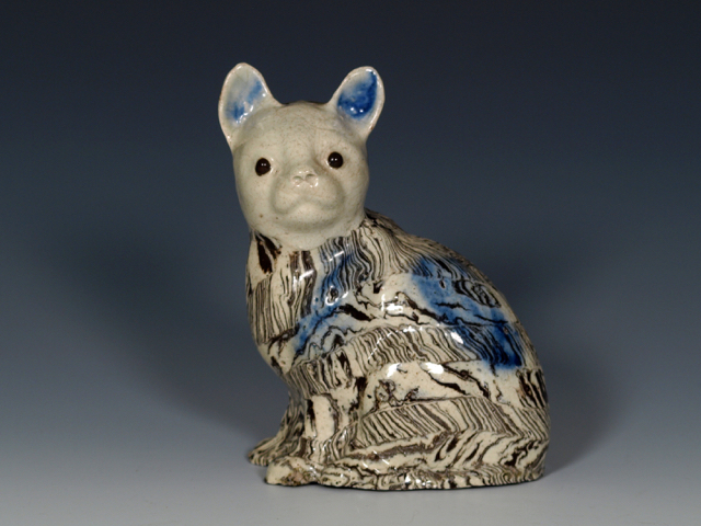 Staffordshire Salt-Glazed Stoneware Solid Agate Model of a Cat, c.1750, 4 ½”. (Collection of Frances L. Dickson, Sotheby’s, London, 21.5.1954. Collection of Joan & Herbert Klee, Christie’s, New York, 4.19.1991.)