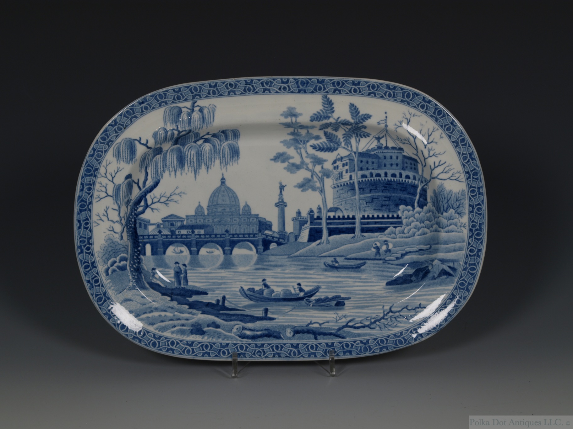 A Small Spode Blue & White Oval Dish, 1840s, 9¼ x 6½”.