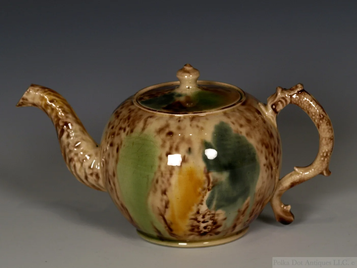 Staffordshire Whieldon-type Creamware Small Teapot and Cover, c.1770, 3 5/8” high.