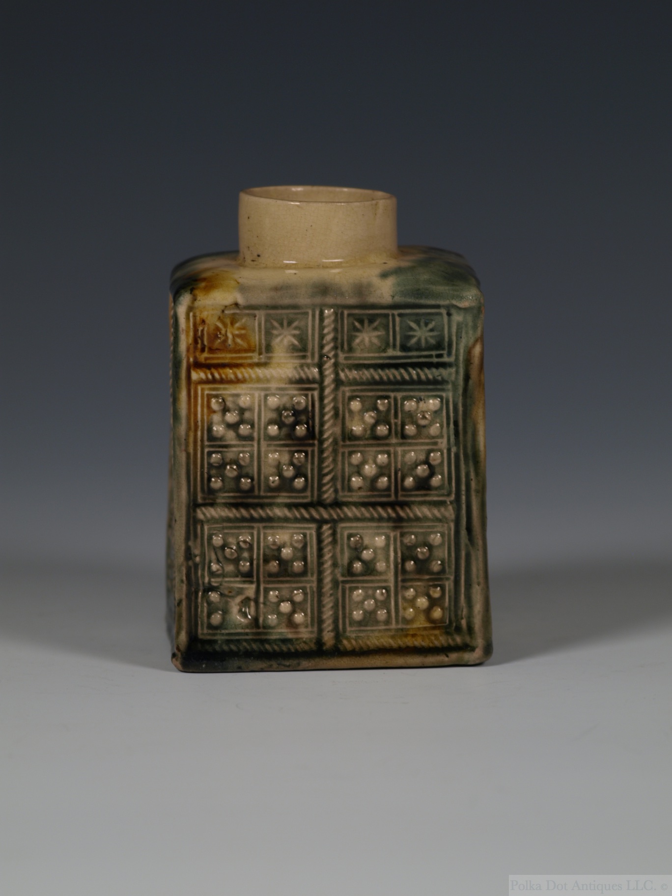 Staffordshire Whieldon-type Rectangular Tea Caddy, c.1760, 3¾”.