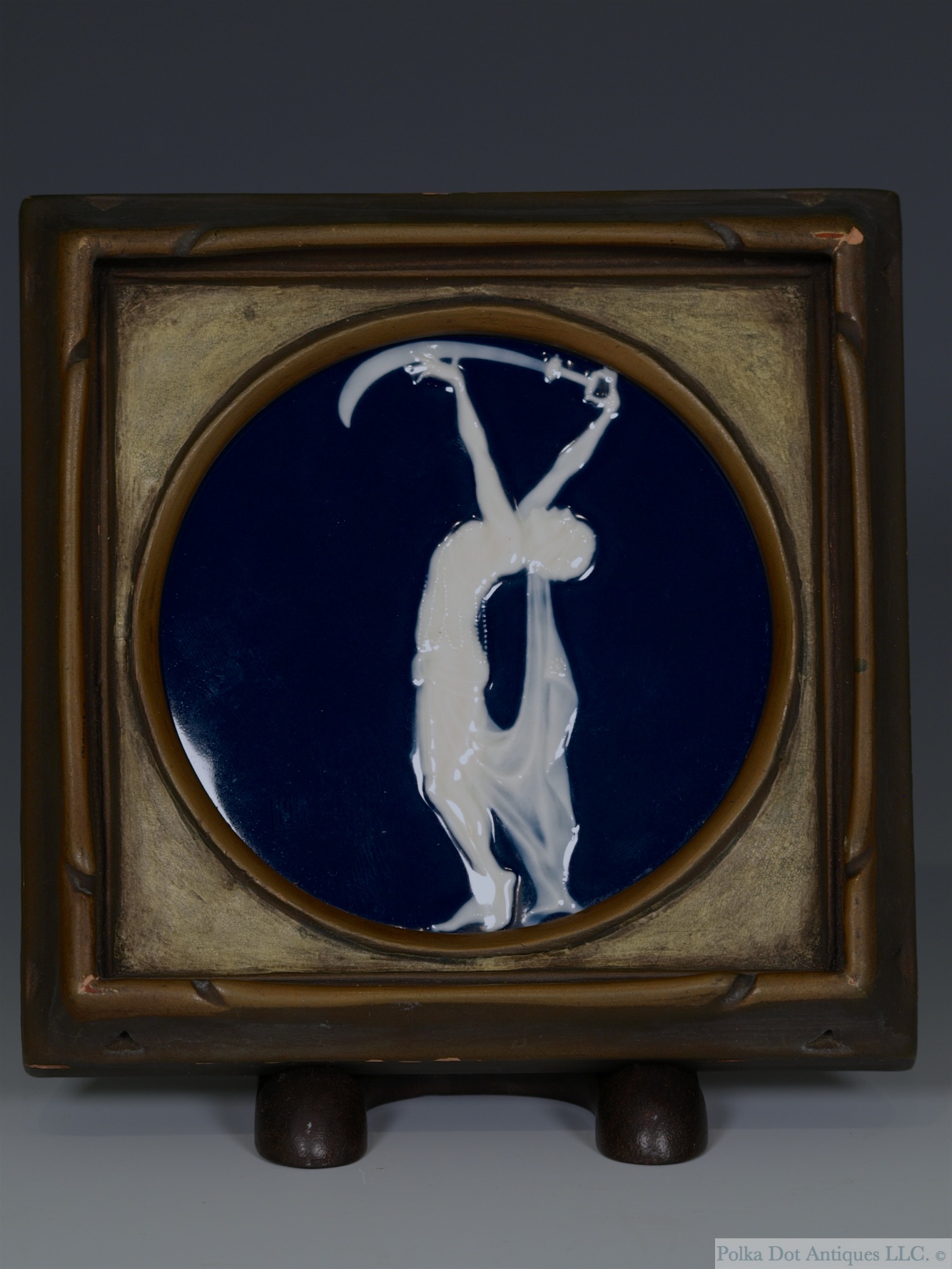 Rare Lois Whitcomb Rhead Pâte-sur-pâte Framed Plaque ‘The Scimeter’, 1920-22, , 4” diam.